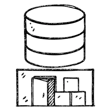 geometric forms hinting at database and basement with worn distressed effect sticker