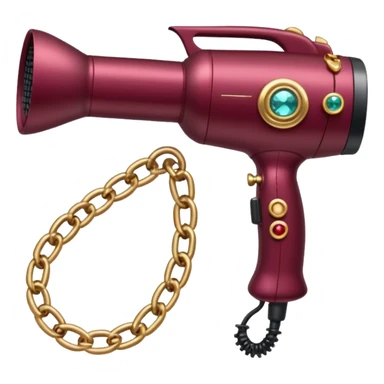 burgundy blow dryer covered in jewelry sticker