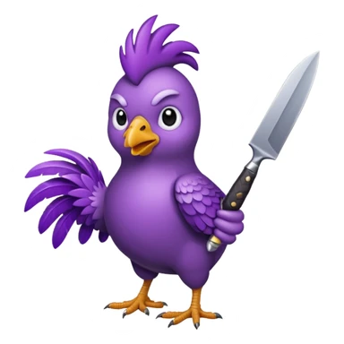 purple chicken holding knive sticker