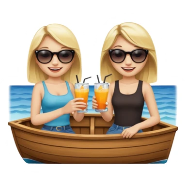 two blonde girls on a boat with drinks sticker