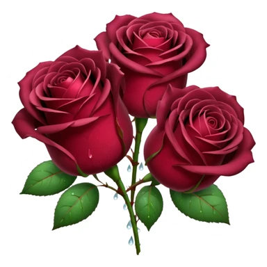 Realistic burgundy roses, full bouquet,  dew drops, high definition sticker