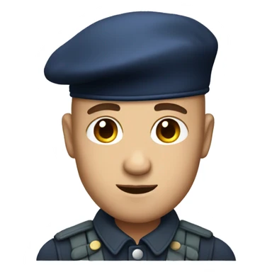 man with french beret and balding sticker