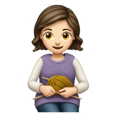 white brunette girl knitting sticker