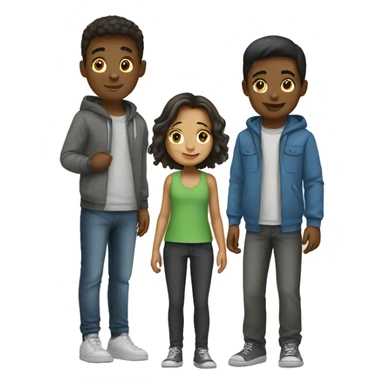 girl with boys in casual outfit sticker