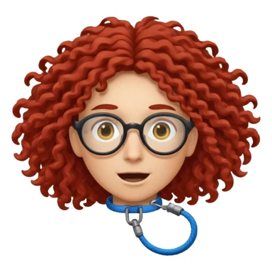 bungee jumping face only with hair flying red long curly hair and glassess sticker