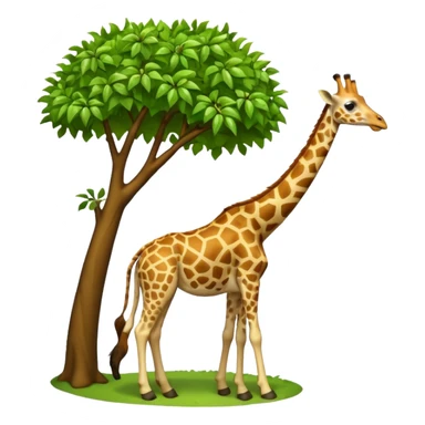 giraffe eating leaves from a tree sticker