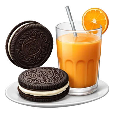 double stuffed Oreos with a glass of orange juice sticker