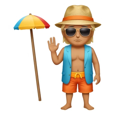 full body Trump standing in beach outfit sticker