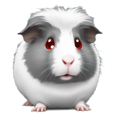 Fuzzy grey Guinea pig with white patches and red eyes  sticker