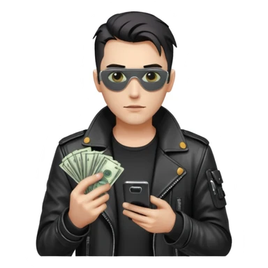 cyber punk man holding money and phone sticker