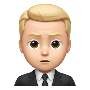 "Create a 3D emoji of Big Boss Baby’s face with his sharp suit collar peeking out, slicked-back hair, and a serious, confident expression." sticker