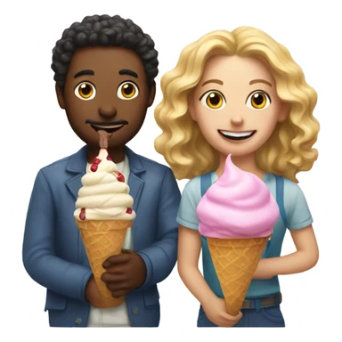 indoor portrait of duo with ice cream sticker