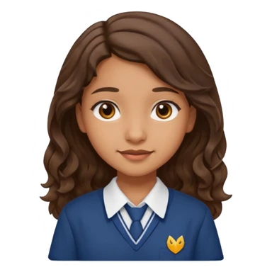 Quiero a una persona morena no tan morena , que sea una adolescente , que lleve uniforme escolar , con un pelo ondulado pero que sea negro castaño,pero no regido , pero que tenga una sonrisa suave, pero que este con un fondo blanco. sticker