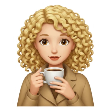 curly blonde woman drink coffee sticker