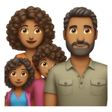 indian family with one daughter curly hair mom curly hair dad straight hair and one son straight hair sticker