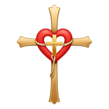 Two red  heart outlines  entwined with a simple gold cross  sticker