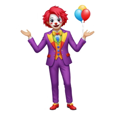 Clown – Bright makeup, red nose, colorful wig, exaggerated smile, full body sticker