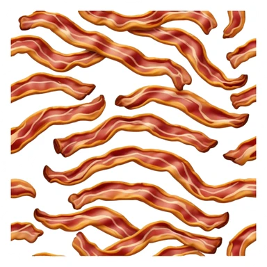 Cinematic crispy sizzling bacon, slightly curled, golden-brown with a perfect crunch, glistening with rich flavor, deep warm tones, served on a breakfast plate, comforting and indulgent. sticker