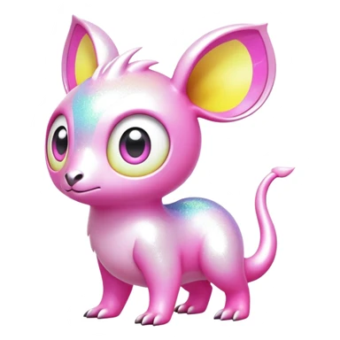 Shiny epic glittery white yellow pink animal-fakemon-creature sticker