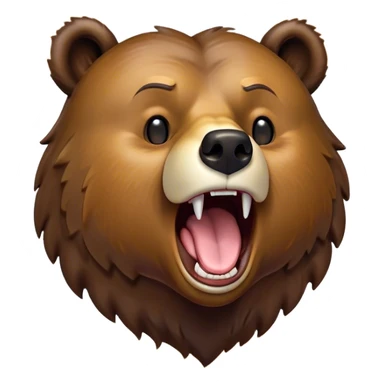 Cinematic Cute Yawning Grizzly Bear Portrait Emoji, Head tilted slightly with a dramatic, wide-open yawn, showcasing a thick, rugged deep brown fur with drooping ears, round eyes barely open in drowsy contentment, Simplified yet irresistibly adorable features, highly detailed, glowing with a soft, cozy glow, high shine, relaxed yet expressive, stylized with a touch of wild whimsy, bright and endearing, soft glowing outline, capturing the essence of a sleepy yet affectionate grizzly, so drowsy it feels like it could stretch out of the screen and curl up for a nap! sticker