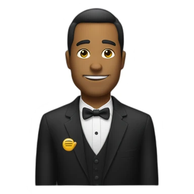 taxi driver in tuxedo with cj face sticker
