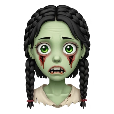 make a zombie with a droopy ruined mouth girl with black braids sticker
