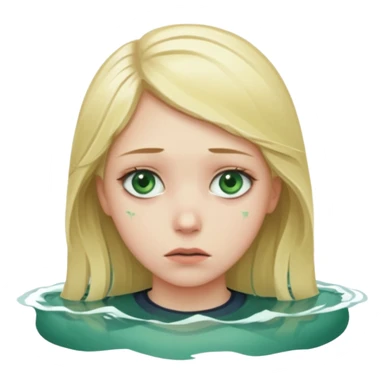 sad depressed weak cs major who is a pretty girl with blond hair and green eyes drowning on ship, very pretty very sad and weak. Near death almost dead drowning. But the pretty girl is like the whole ship and her face is on the helm. sticker