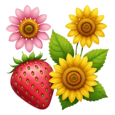 Strawberry and Sunflower and Sakura sticker