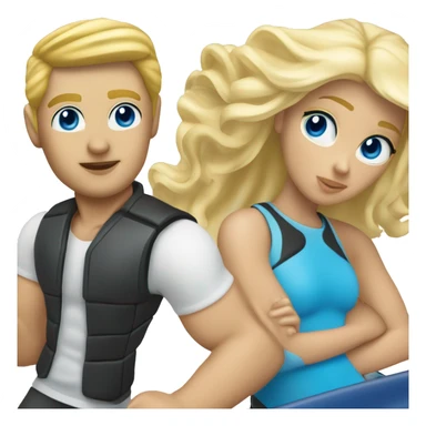 blonde hair blue eye man, and blonde hair blue eyed girl hoppin off a jetski sticker