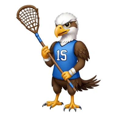 Eagle with lacrosse stick blue jersey sticker