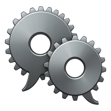 two overlapping speech bubbles, one with a gear sticker
