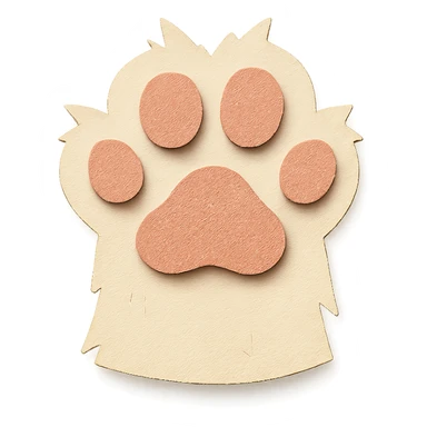 fluffy cat paw, paper craft style, layered paper, visible cut edges sticker