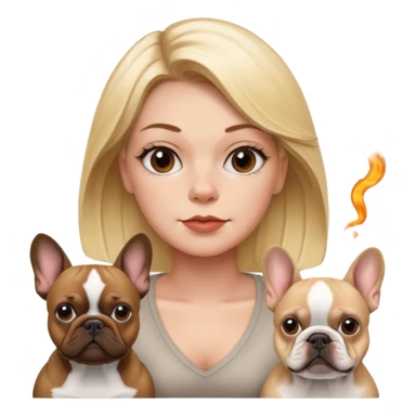 Weed smoking blonde women with brown French bulldog and white and brown French bulldog sticker