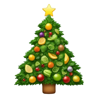 Christmas tree with healthy food on it and lights sticker