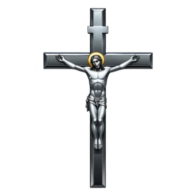 Black chrome crucifix sticker