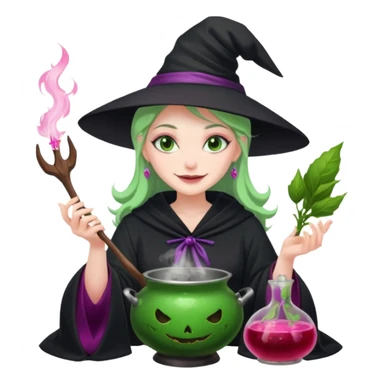 green witch cooking potion😈🌸 sticker