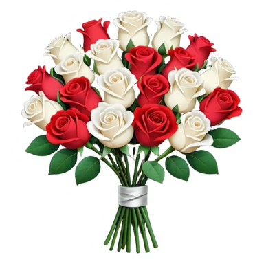 White rose and red rose bouquet with black paper  sticker