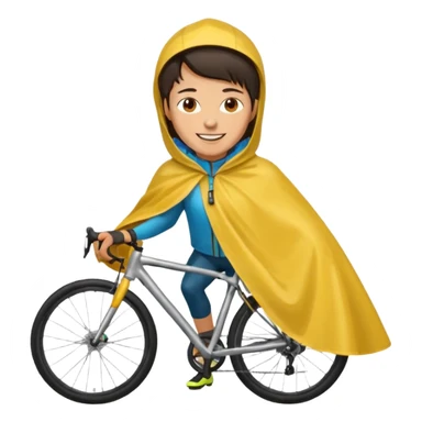 Cyclist with rain poncho sticker