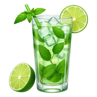 Make a mojito in she style of an emoji in a small glas  sticker
