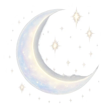 celestial crescent moon with stars, dreamy sticker