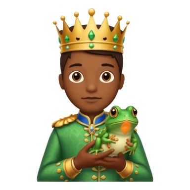 Make me a cute short king with a pet frog sticker