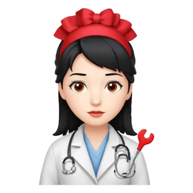 doctor with black hair and red hairclips  sticker