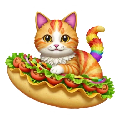 rainbow cat flying on a taco sticker
