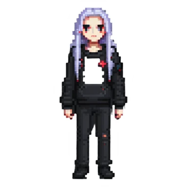 strange character with fashionable minimalist clothes sticker