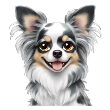 Blue merle chihuahua long hair with spotted face black white  sticker