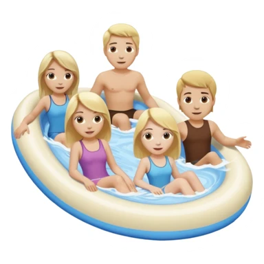 2 girls and 2 guys on the lazy river waterslide. 1 girl and 1 guy have blonde hair and 1 girl and 1 guy have BROWN HAIR. we are all very pale. 4 PEOPLE  sticker