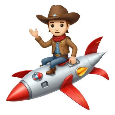 Cowboy riding a rocket sticker