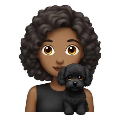 Brunette girl with black maltipoo sticker