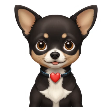 Very Dark black Chihuahua with white markings On the neck In Telegram style sticker