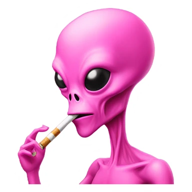 Pink alien smoking a cig sticker